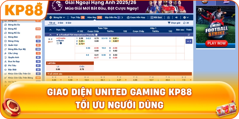 Giao Diện United Gaming KP88 tối ưu người dùng